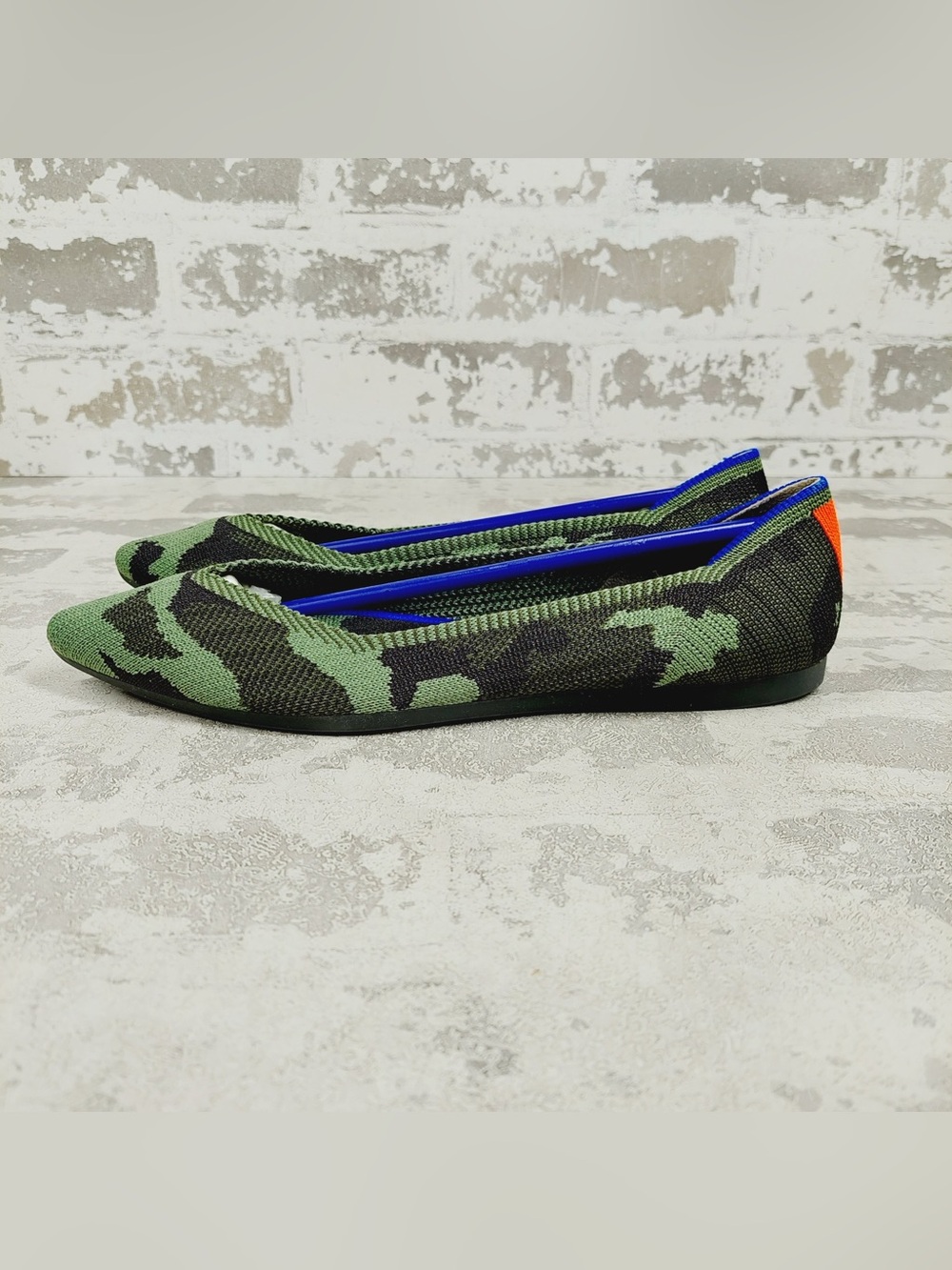 NEW Rothy’s The Point Olive Camo Slip On Ballet Flat Shoes E933